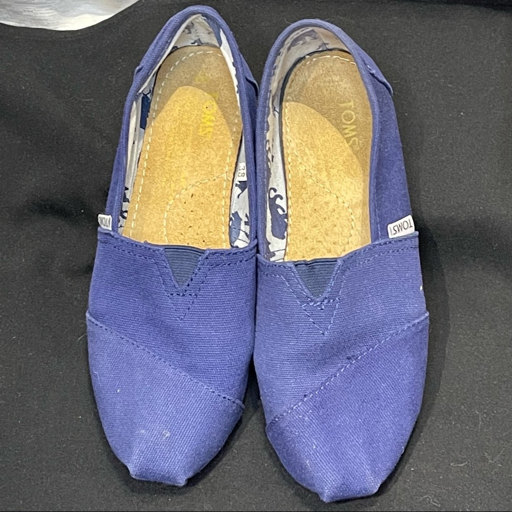 TOMS- Royal blue safari canvas slip on. Size 38 (7.5)